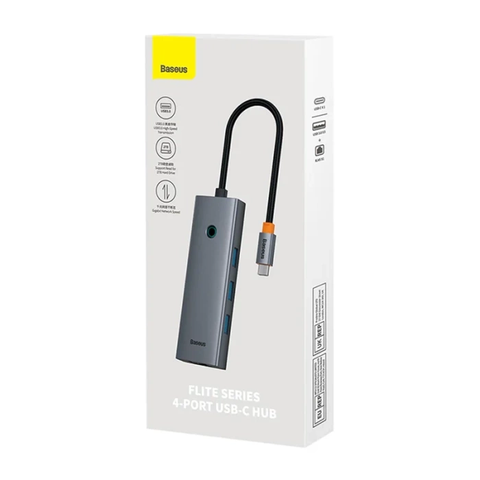 Hub 4w1 Baseus  UltraJoy USB-C do 3x USB 3.0 + RJ45 (szary)