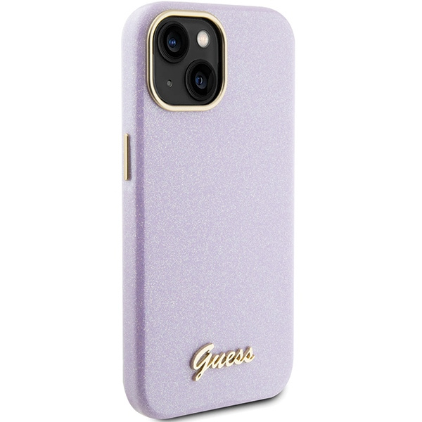 Guess GUHCP15SPGMCSL iPhone 15 6,1" lilla/lilla rigidocase Glitter Glossy Script