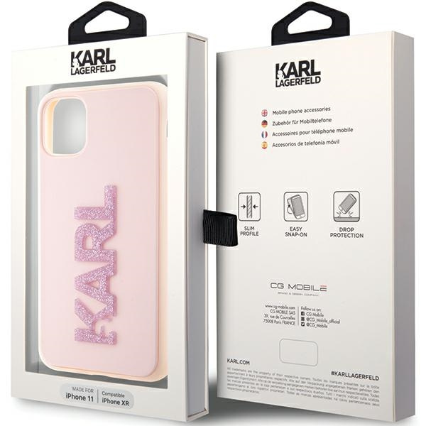 Karl Lagerfeld KLHCN613DMBKCP iPhone 11 / Xr 6.1" rose/pink hardcase 3D Rubber Glitter Logo