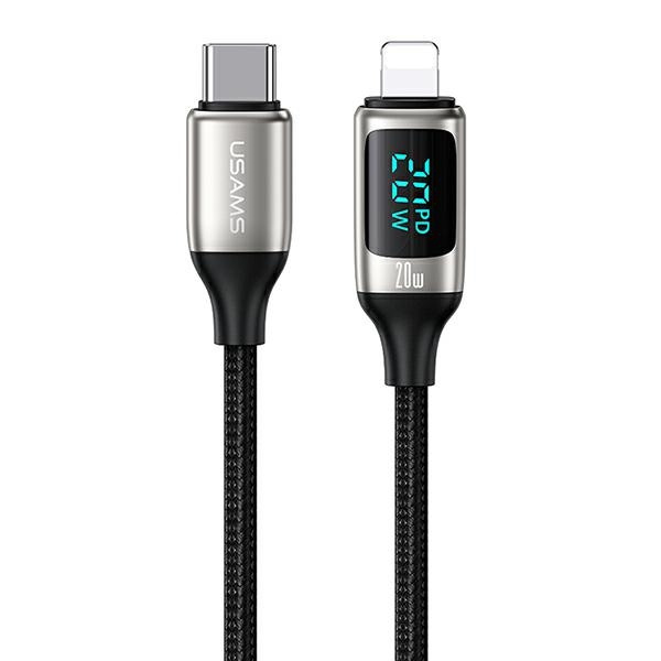 USAMS U78 USB-C a Lightning LED 1.2m 20W PD Cable trenzado de carga rápida blanco / blanco SJ545USB02 (US-SJ545)