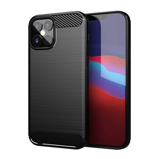 Carbon Case Cover flessibile per iPhone 12 mini nera