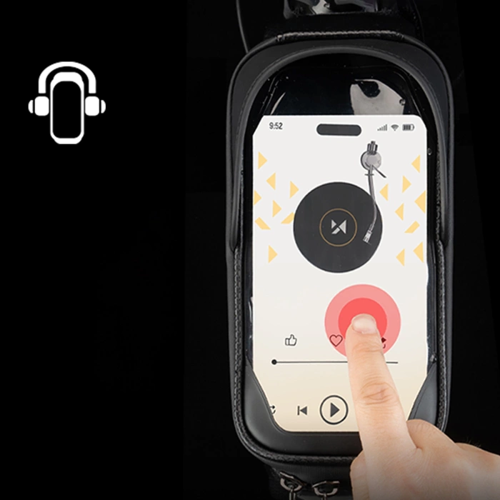 Wozinsky bicycle bag for the frame, armored, with a phone pocket, 1.7 l - black