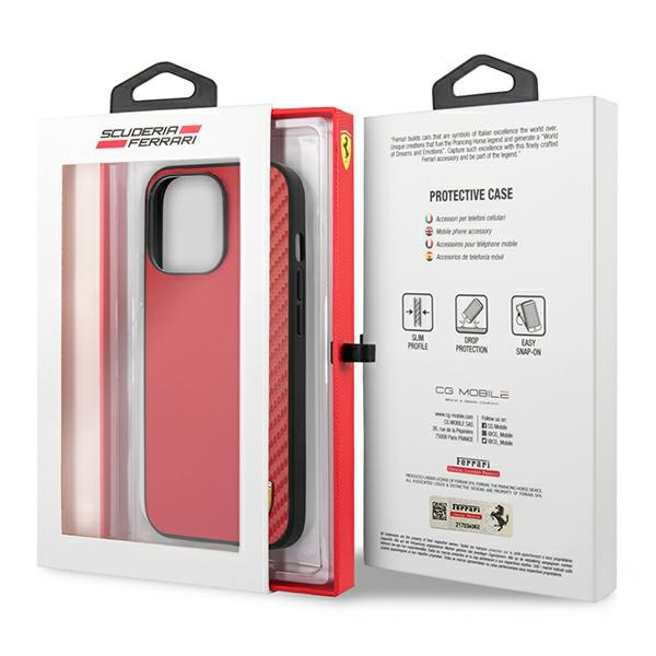 Cover FERRARI Apple iPhone 13 Pro Max On Track Carbon Stripe Red Hardcase