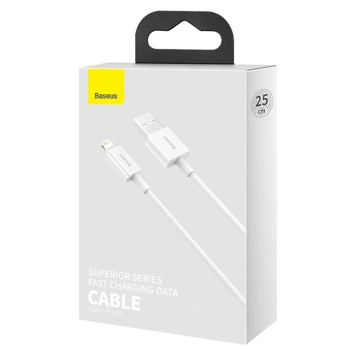 Baseus Superior Câble  USB - Lightning 2,4A 0,25 m Blanc (CALYS-02)