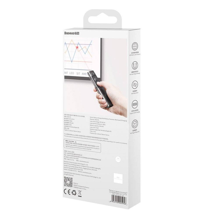 Présentateur sans fil Baseus Orange Dot (laser rouge) (version de charge) gris (WKCD000013)