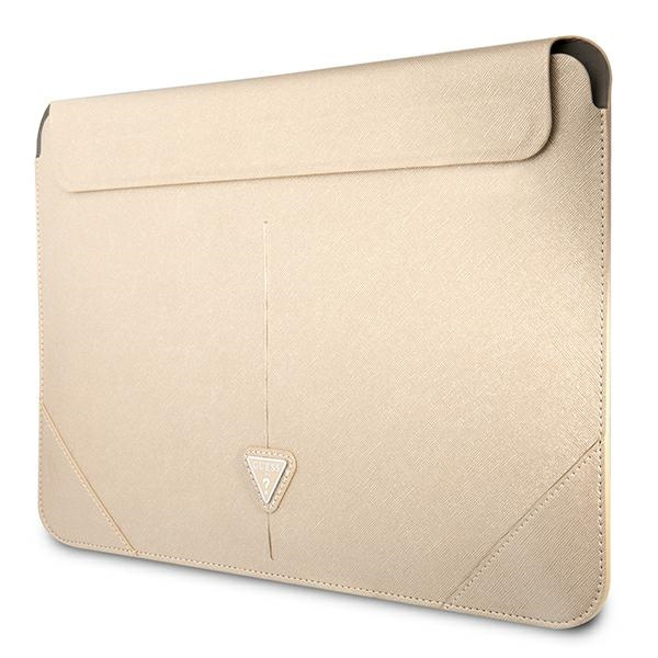 Pouzdro GUESS Laptop 16 Sleeve Saffiano Triangle Logo Beige Case