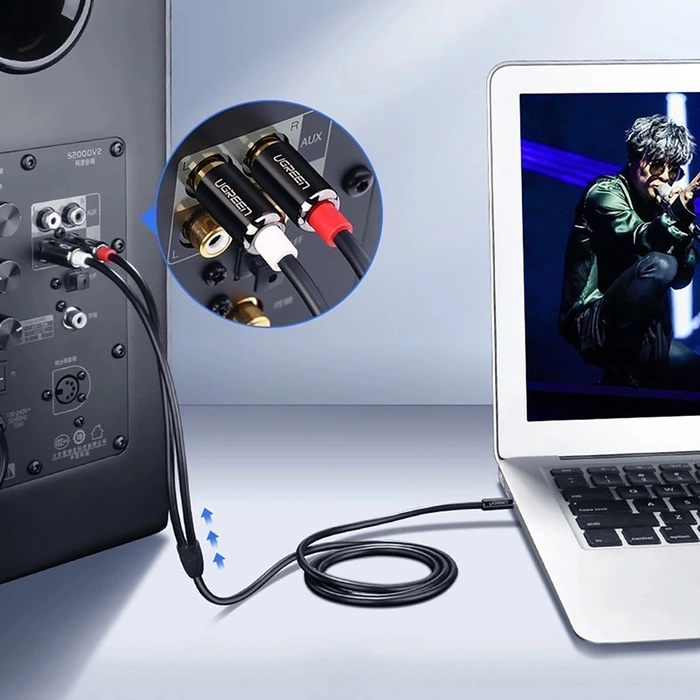 Cable de jack a 2RCA (Cinch) UGREEN AV116 3,5 mm 1 m (negro)