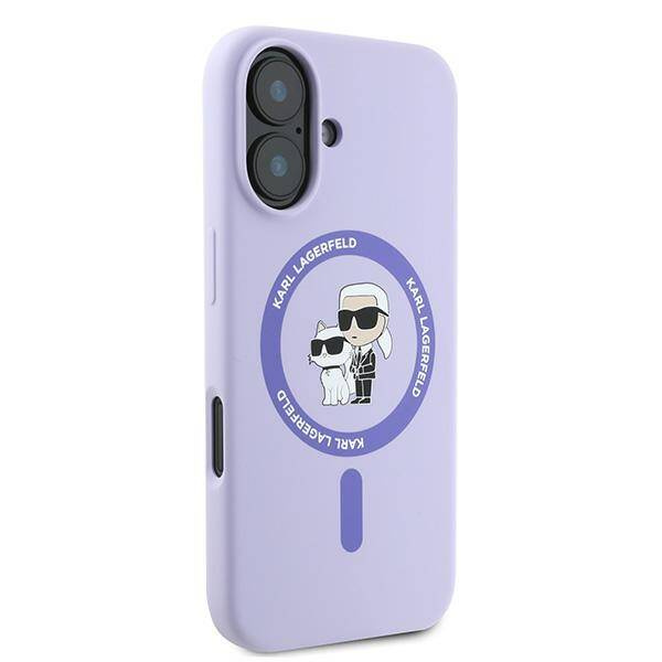 Etui Karl Lagerfeld iPhone 16 6.1" fioletowy/purple hardcase Silicone Karl&Choupette Ring MagSafe