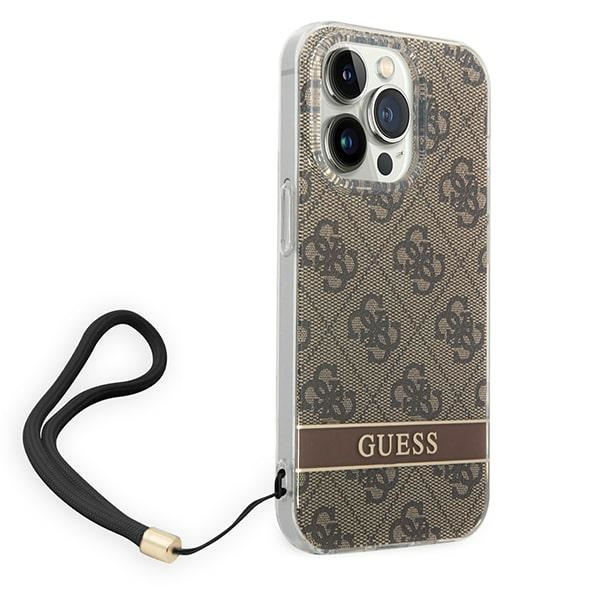 Case GUESS Apple iPhone 14 Pro Max 4G Print Strap Brown Hardcase