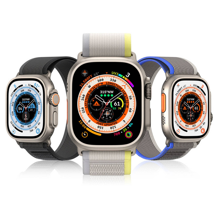 Bracelet Sport Velcro pour Apple Watch 8 / 7 / 6 / SE / 5 / 4 / 3 / 2 / 1 (38, 40, 41 mm) Dux Ducis Version YJ - Bleu Gris