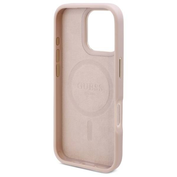 Etui Guess iPhone 16 Pro Max 6.9" różowy/pink hardcase 4G Logo Plate MagSafe