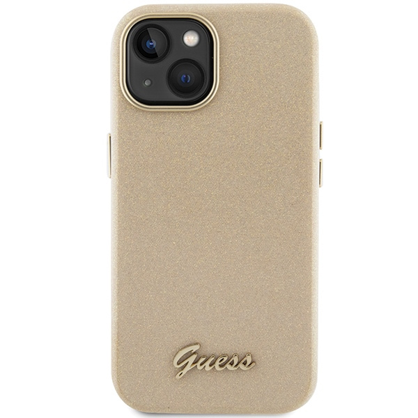 Guess GUHCP15SPGMCSD iPhone 15 6,1" gold/hellgold hartcase Glitter Glossy Script