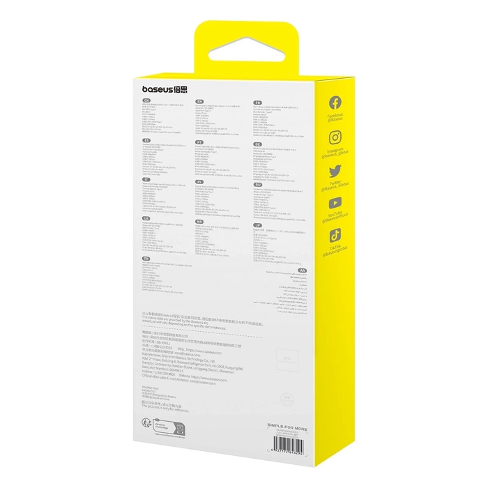 USB HUB 6in1 Baseus Metal Gleam Series II USB-A/USB-C/USB-C PD/HDMI/RJ45/SD/TF - black