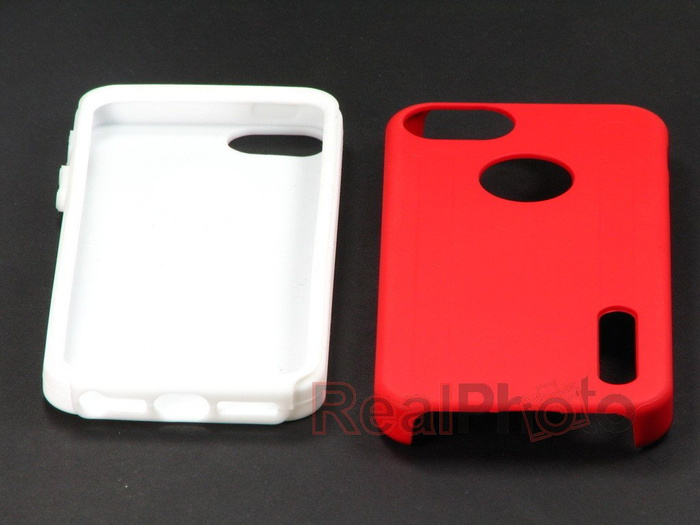 Coque iPhone 5 5S SE MELKCO Double couche ROUGE / Blanc