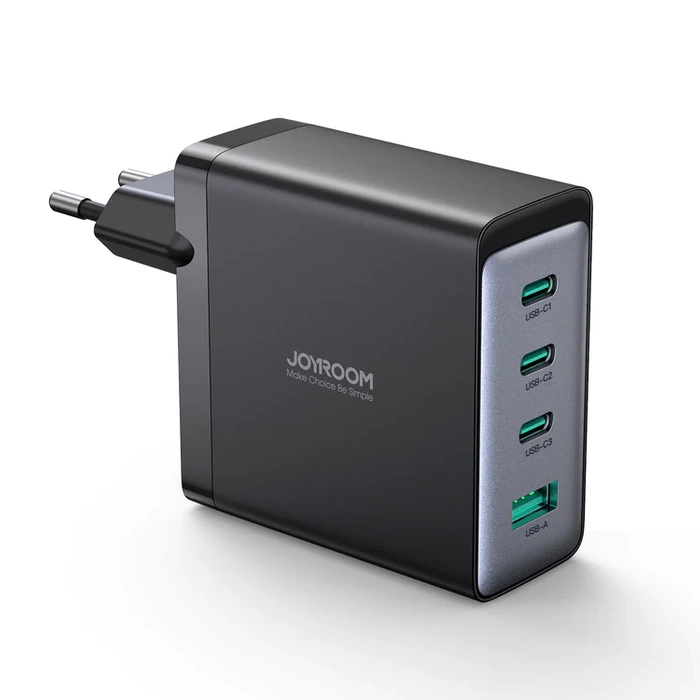 Joyroom JR-TCG04EU 100W GaN nabíječka 3x USB-C USB-A + USB-C / USB-C kabel 100W - černý