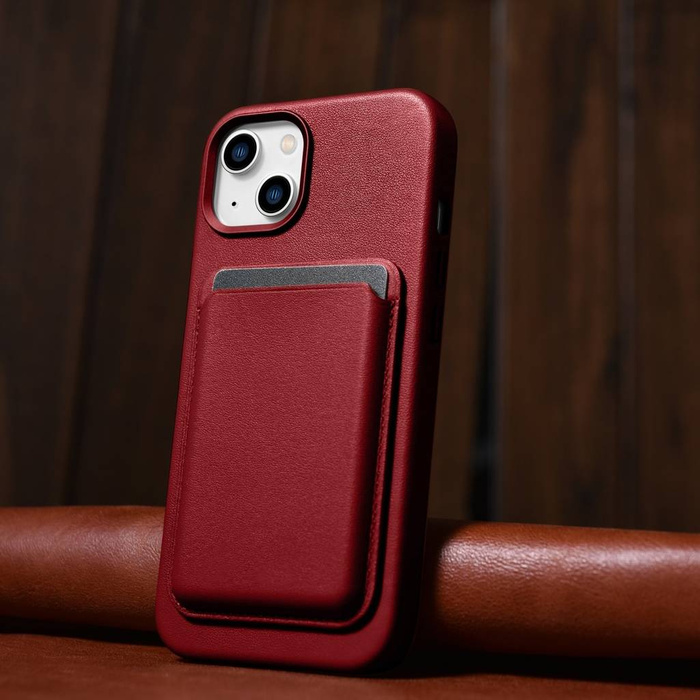 iCarer Case Leather genuine leather case cover for iPhone 14 red (WMI14220705-RD) (MagSafe Compatible)