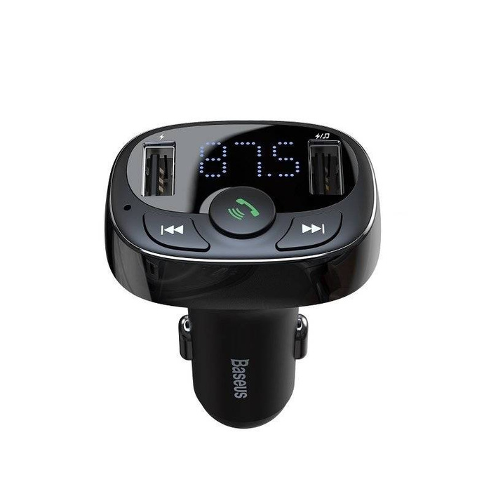 FM Transmitter Baseus T Typed Bluetooth 2xUSB MicroSD Black