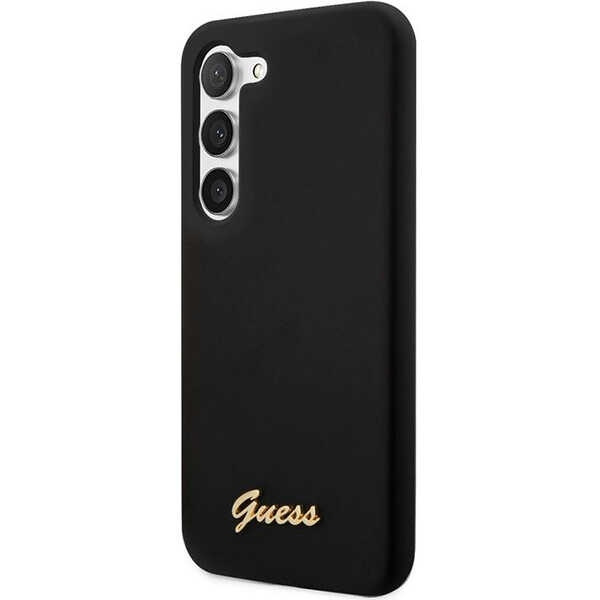 Funda Guess GUHCS23SSLSMK S23 S911 negro/negro durocase Silicona Logo Vintage Oro Case