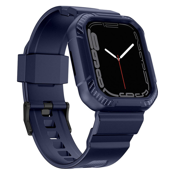 Kingxbar CYF106 2in1 Armband für Apple Watch SE, 8, 7, 6, 5, 4, 3, 2, 1 (41, 40, 38 mm) mit integriertem Gehäuse blau