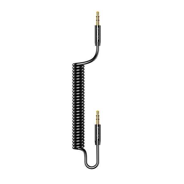 USAMS Audio 2XJack 3,5 mm 1,2 m pružinový adaptér US-SJ256 černý