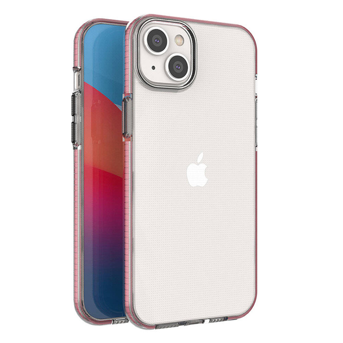 Coque Spring Case pour iPhone 14 Plus coque en silicone avec cadre rose clair