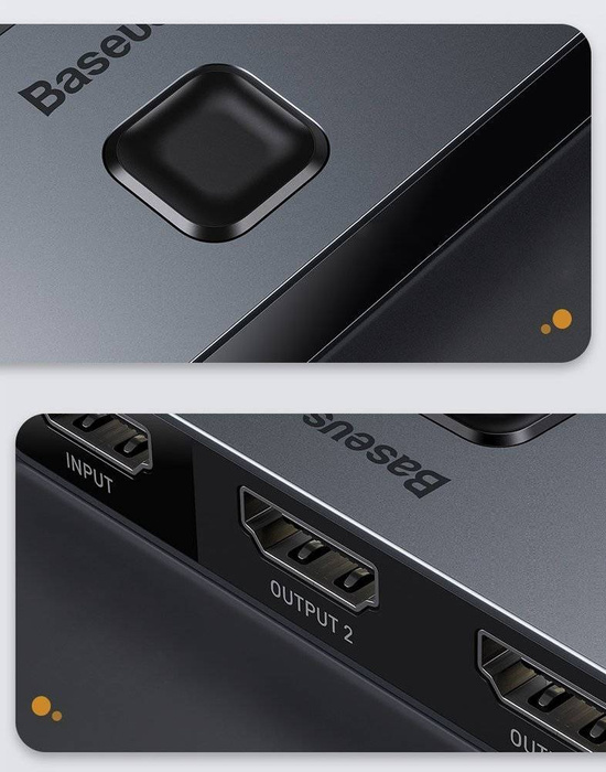 Baseus bidirectional HDMI - 2x HDMI splitter switcher 4K / 30 Hz gray (CAHUB-BC0G)