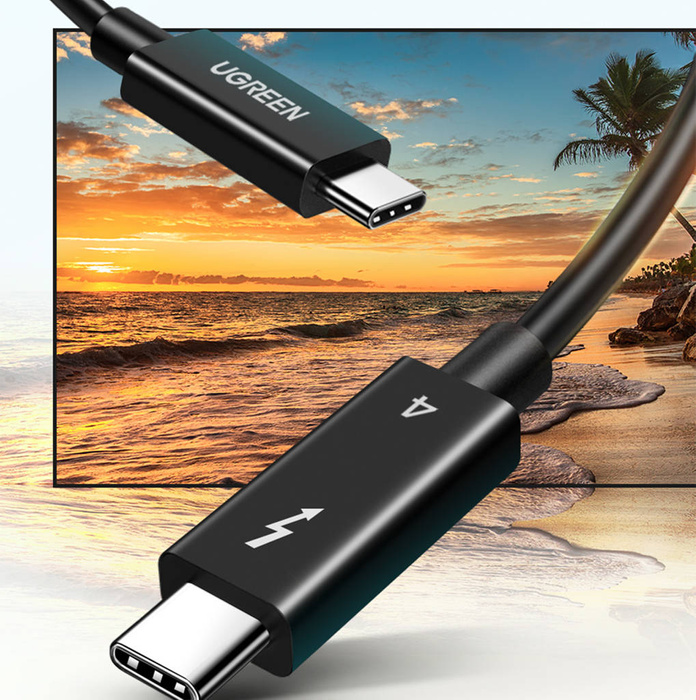 Ugreen kabel USB C (samec) - USB C (samec) Thunderbolt 4 100W / 8K 60Hz / 40Gb/s 0,8m černý (US501)