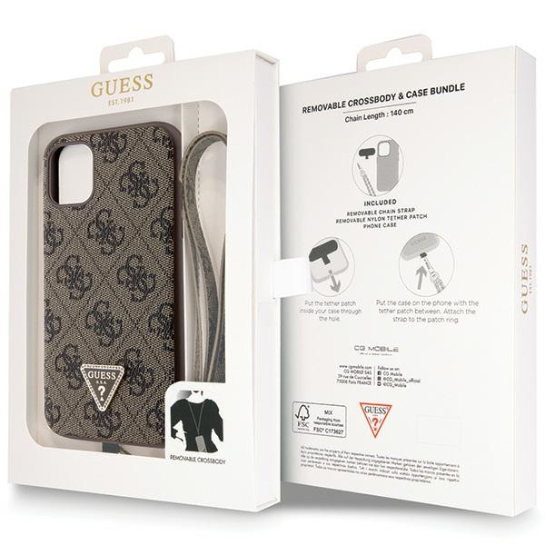Guess GUHCN61P4TDSCPW iPhone 11 / Xr 6.1" braun/braun hartcase Crossbody 4G Metall Logo