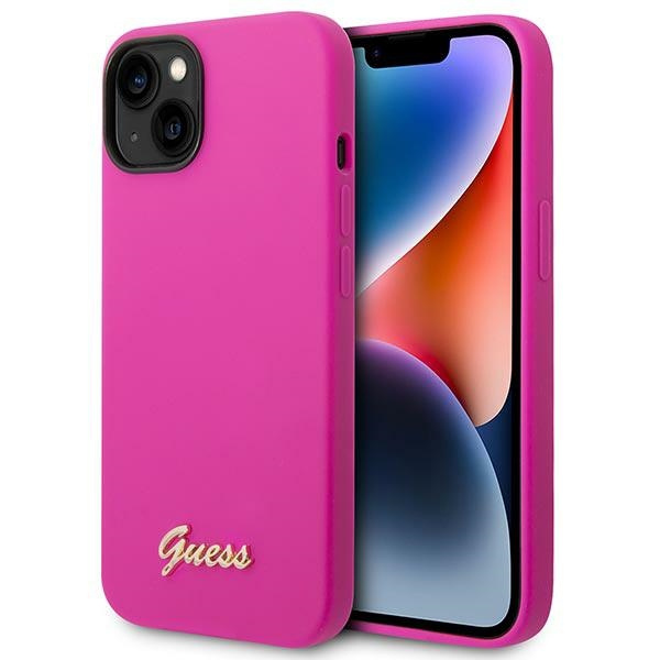 Hülle Guess iPhone 14 6.1" fuchsia/fuschia hart case Silikon Vintage Gold Logo