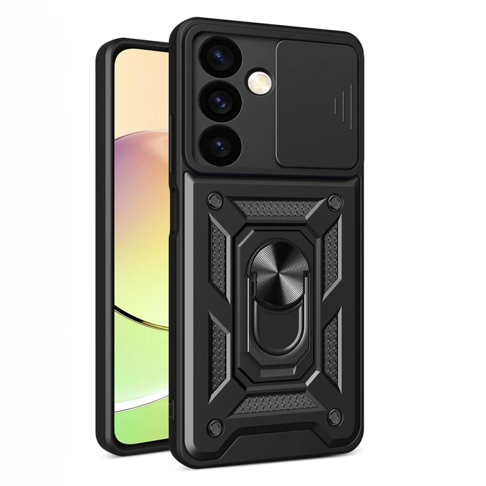 Coque blindée Hybrid Armor Camshield pour Samsung Galaxy A35 avec cache caméra - noir