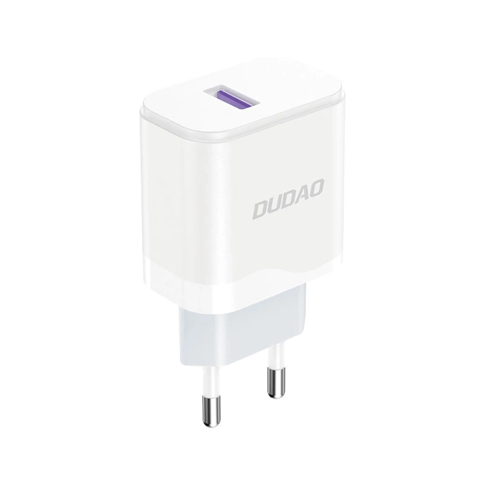 Dudao A20EU USB-A 18W wall charger - white + USB-A - USB-C cable