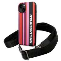 Case KARL LAGERFELD Apple iPhone 14 Color Stripes Strap Pink Hardcase