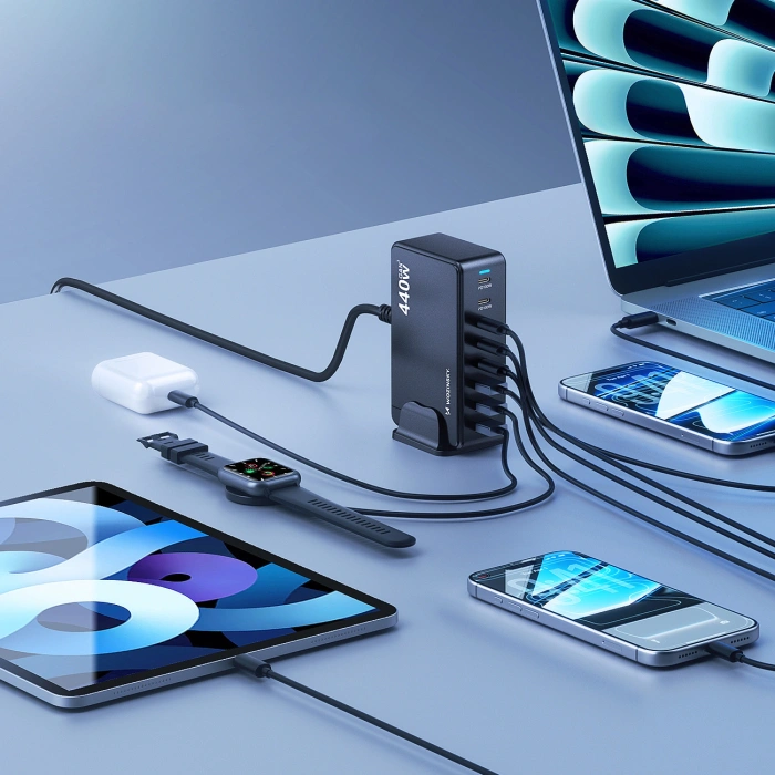 Stacja ładująca Wozinsky WSL-440 440W Gan QC3 - czarna