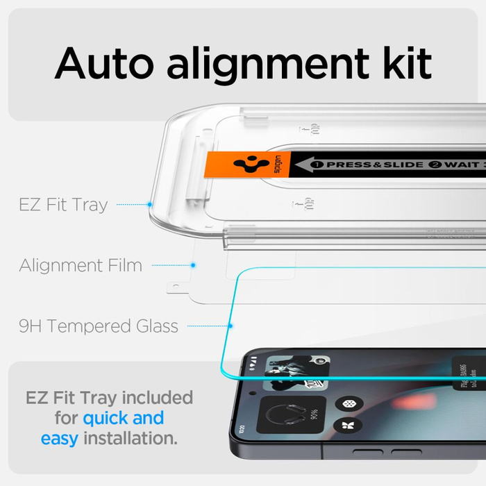 Vidrio Templado Spigen GLAS.TR "EZ FIT" 2-PACK NADA TELÉFONO 3 TRANSPARENTE