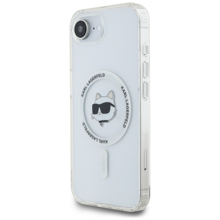 Etui Karl Lagerfeld IML Metal Choupette  Head MagSafe do iPhone 16e biały