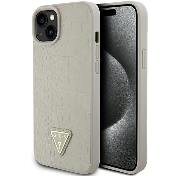 Coque Guess GUHCP15SPCRTHCD iPhone 15 6.1" gold/gold hardcase Croco Triangle Metal Logo Case