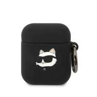 Karl Lagerfeld KLA2RUNCHK AirPods 1/2 cubierta negro/negro Silicona Choupette Cabeza 3D