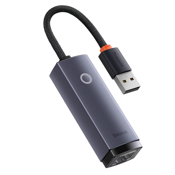 [RETURNED ITEM] Baseus Lite Series USB adaptér - RJ45 LAN zásuvka 100Mbps šedá (WKQX000013)