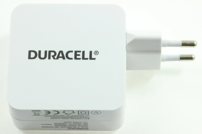 Adattatore di rete Duracell 2X2.4A WHITE TWO USB