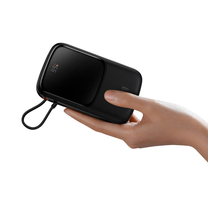 Baseus Qpow 10000mAh vestavěný kabel USB Type-C 22,5W Quick Charge SCP AFC FCP bílá (PPQD020102)