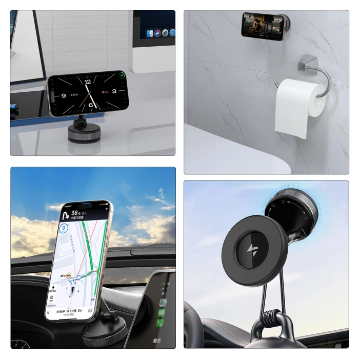 Uchwyt samochodowy Wozinsky WUSM-01 magnetyczny na deskę rozdzielczą/szybę - czarny