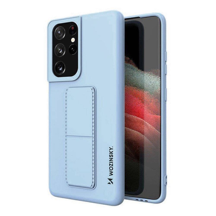 Wozinsky Kickstand Case Silikonový kryt stojanu pro Samsung Galaxy S21 Ultra 5G světle modrý