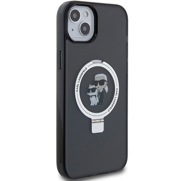 Cover Karl Lagerfeld KLHMP15MHMRSKCK iPhone 15 Plus 6,7" nero/nero durocase Supporto ad anello Karl&amp;Choupettte MagSafe Case