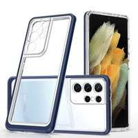 Funda transparente 3 en 1 para Samsung Galaxy S21 Ultra 5G Frame Gel Cover Azul