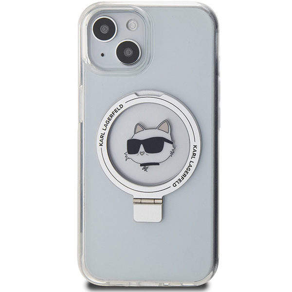 Funda Karl Lagerfeld KLHMP15MHMRSCHH iPhone 15 Plus 6.7" blanco/blanco durocase Cabeza de Choupette de pie de anillo MagSafe Case