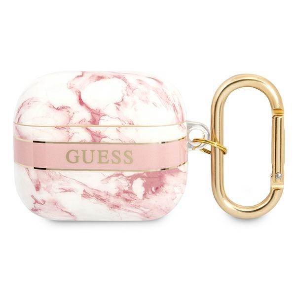Hülle GUESS Apple AirPods 3 Abdeckung Marmor Riemen Sammlung Rosa Case