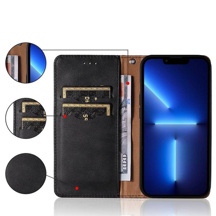 Étui à sangle aimantée pour Xiaomi Redmi Note 11 Pro Pouch Wallet + Mini Longe Pendentif Noir
