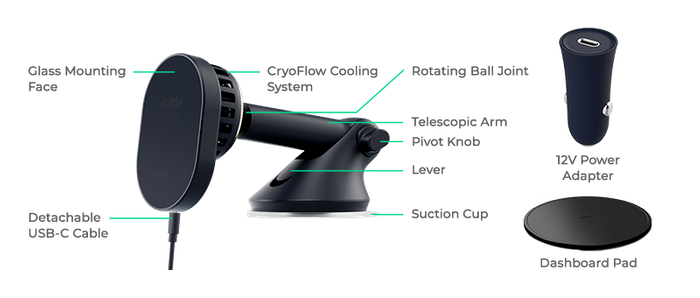 Uchwyt Magnetyczny iOttie Velox Pro MagSafe Magnetic Cryoflow Cooling z ładowaniem indukcyjną na deskę rozdzielczą / szybę