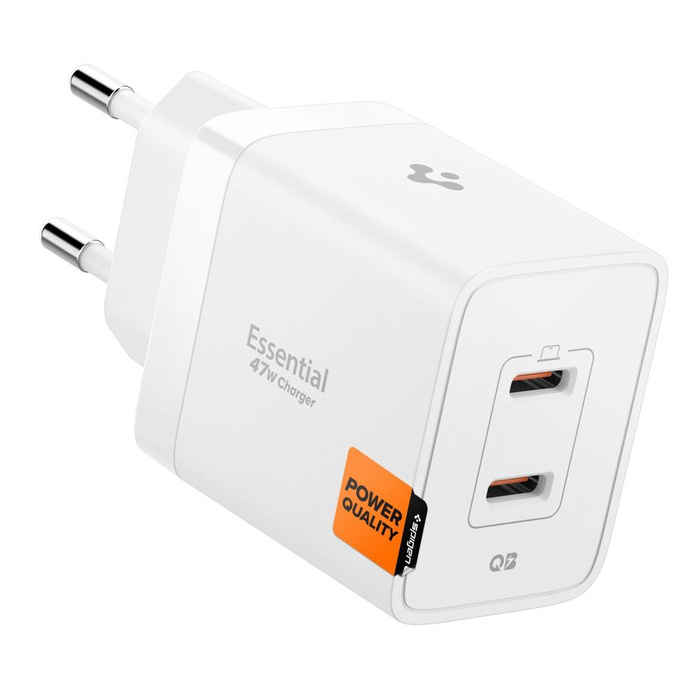 Spigen ESSENTIAL EE472EU 2-PORT NETZWERK-LADEGERÄT 47W WEISS