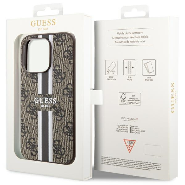 Funda Guess GUHMP14XP4RPSW iPhone 14 Pro Max 6.7" marrón/marrón durocase 4G Printed Stripes MagSafe Case
